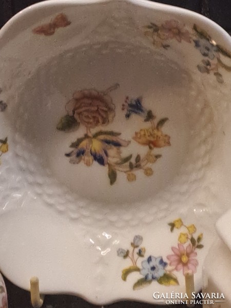 Aynsley angol porcelán cottage garden dekorral váza tálka bonbonier pillangós virágos