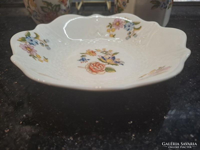 Aynsley angol porcelán cottage garden dekorral váza tálka bonbonier pillangós virágos