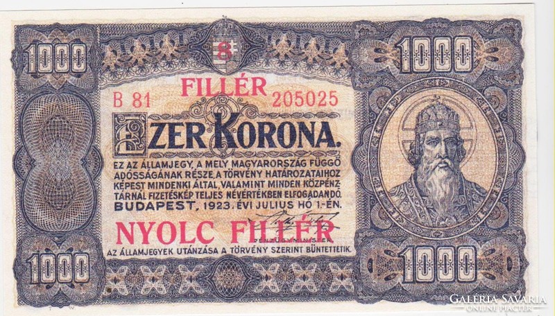 Magyarország 1000 korona 8 fillér 1925 REPLIKA