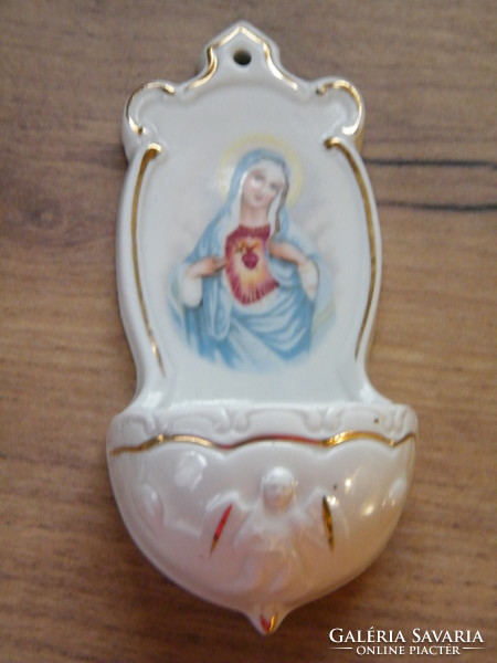 Angyalos porcelán szenteltvíztartó