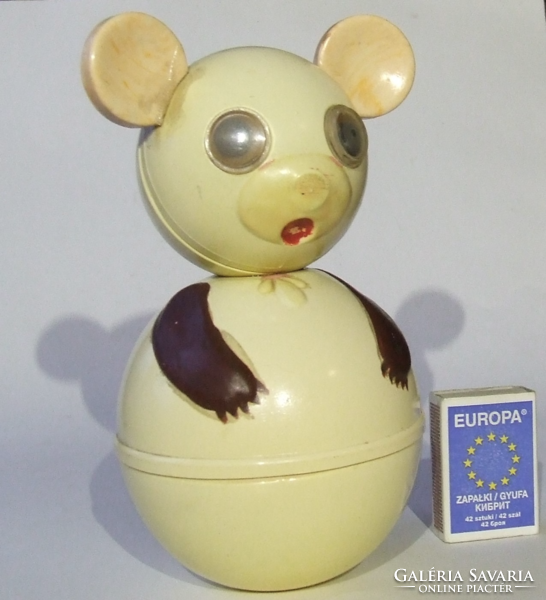 Régi, retró vintage játék csörgő figura, kelj fel jancsi baba,keljfeljancsi, maci, mackó változatban
