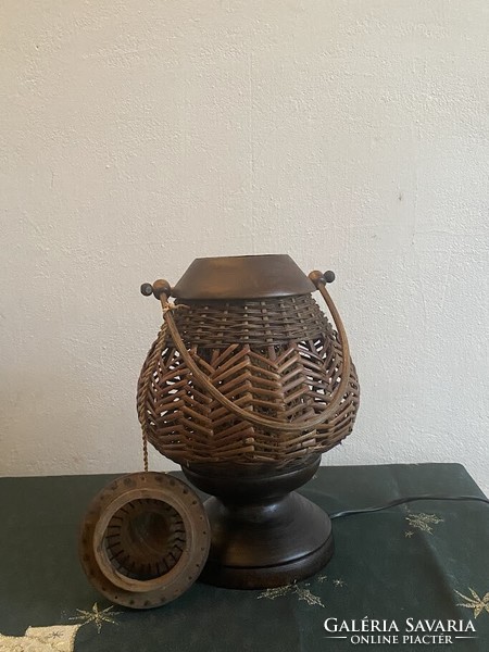 Vintage Rattan asztali lámpa, 1980 körüli