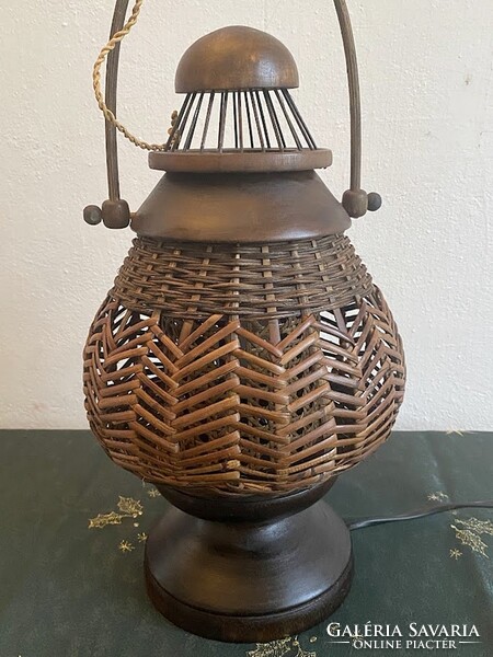 Vintage Rattan asztali lámpa, 1980 körüli