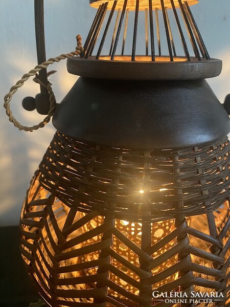 Vintage Rattan asztali lámpa, 1980 körüli