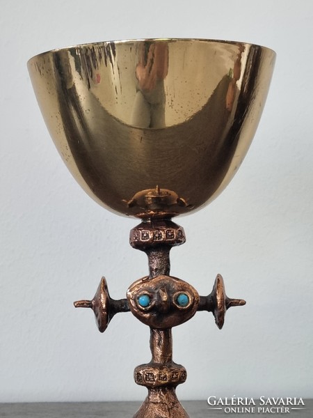 Muharos Lajos iparművészeti bronz/réz kehely 14,5 cm