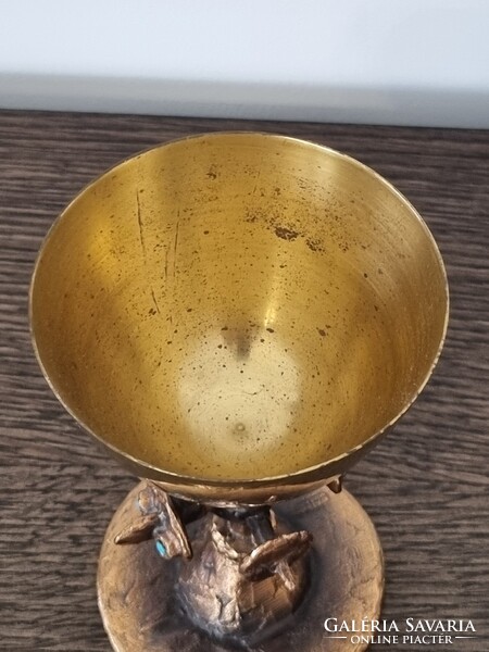 Muharos Lajos iparművészeti bronz/réz kehely 14,5 cm