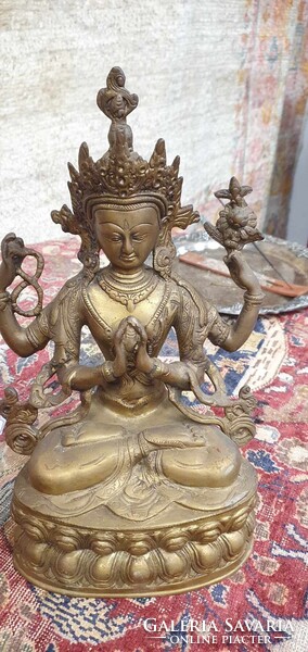 Antik tibeti bronz szobor Tara Istennő 36cm. Nagyon szépen kidolgozott. Hibátlan állapotban.