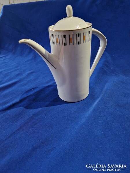 Hollóházi Art Deco porcelán kávés kanna kiöntő