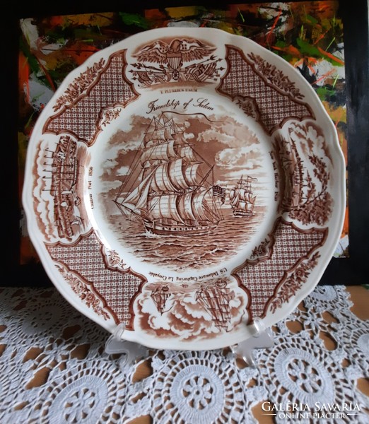 Staffordshire - Fair winds angol porcelánfajansz tányér - Friendship of Salem emléktányér
