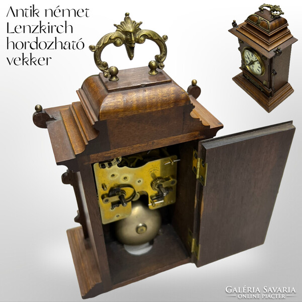 Antik Lenzkirch utazó- ébresztő - hintó óra
