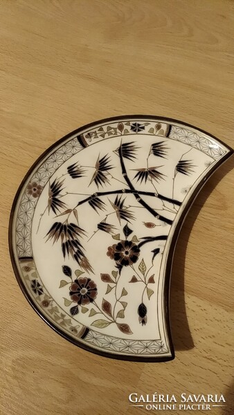 Ritka Zsolnay bambusz mintás kínáló, szívpecsétes 20 x 15 cm ! {ZSS31}
