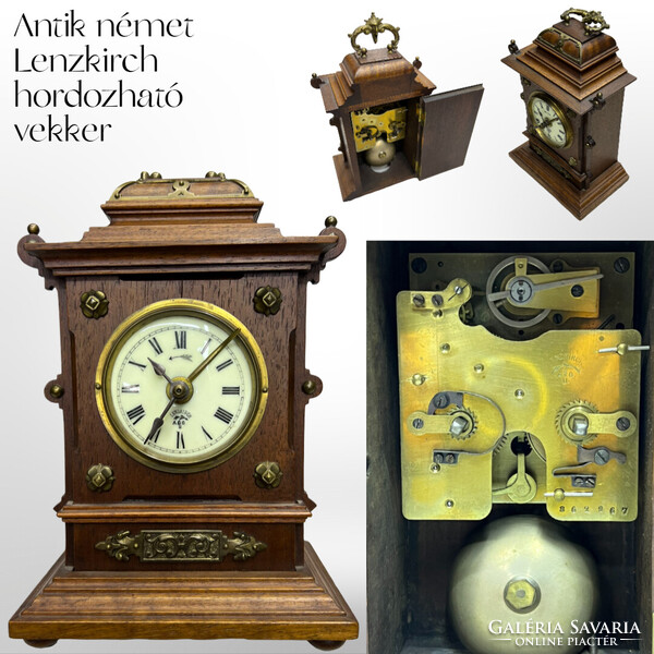Antik Lenzkirch utazó- ébresztő - hintó óra