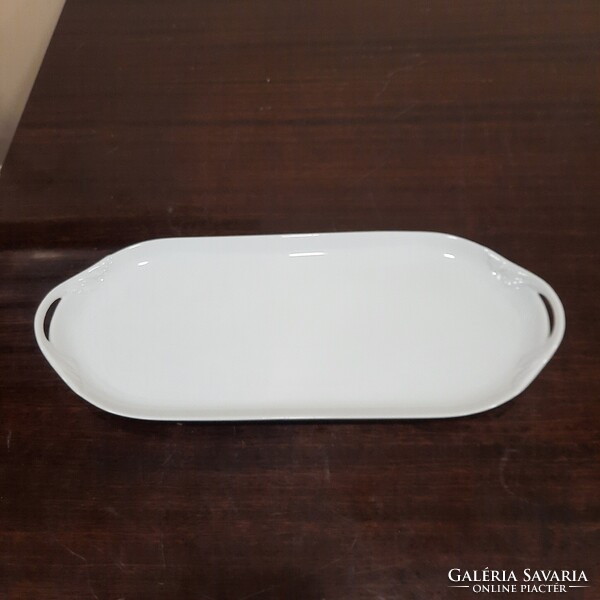 Fehér sima szélű Herendi porcelán süteményes kínáló tál, tálca