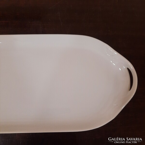 Fehér sima szélű Herendi porcelán süteményes kínáló tál, tálca