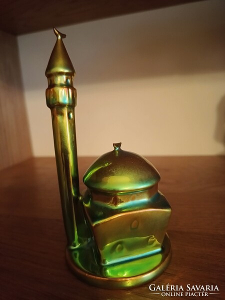Zsolnay eozin minaret dzsámival  14cm magas