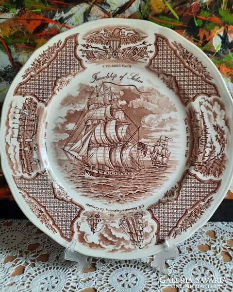 Staffordshire - Fair winds angol porcelánfajansz tányér - Friendship of Salem emléktányér
