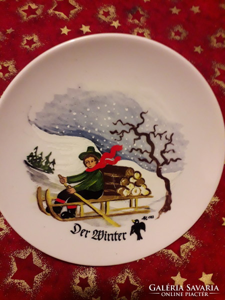 Porcelán német limitált kiadás téli képes tányér 1983 19cm. hibátlan