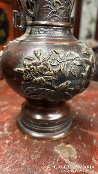 Antik japán bronz váza Meji korszak, keleti, ázsiai, kínai
