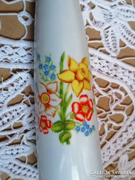 Zsolnay,  retró nárciszos váza 20 cm, ritka jelöléssel
