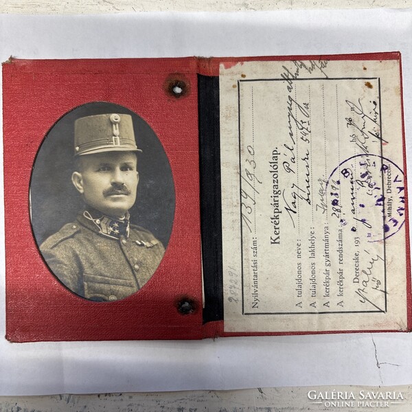 Ritka fényképes kerékpár igazolvány 1930