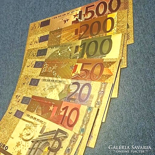 Aranyozott UNC EURO bankjegyek 7 db