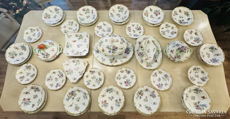 Ó-Herendi Viktória Királynő mintás rokályos étkészlet az 1900-as évek elejéről!Ritkán fellelhető!