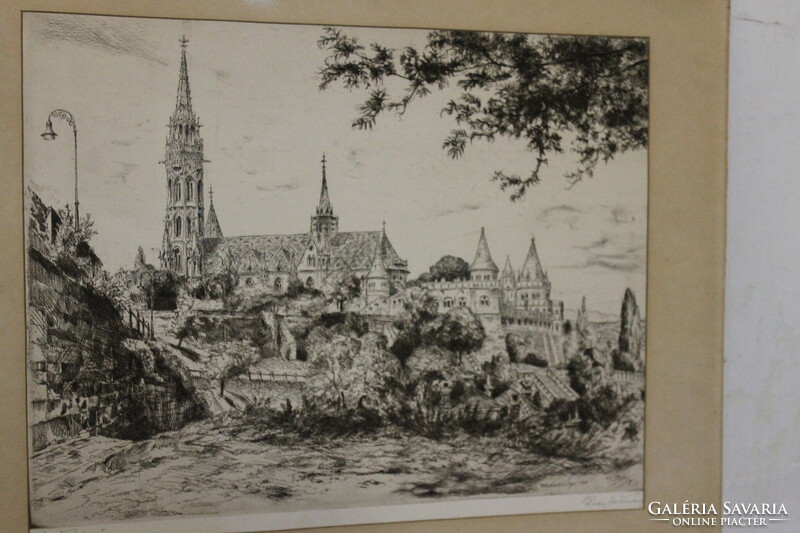 Tichy Kálmán Halász bástya rézkarc 175