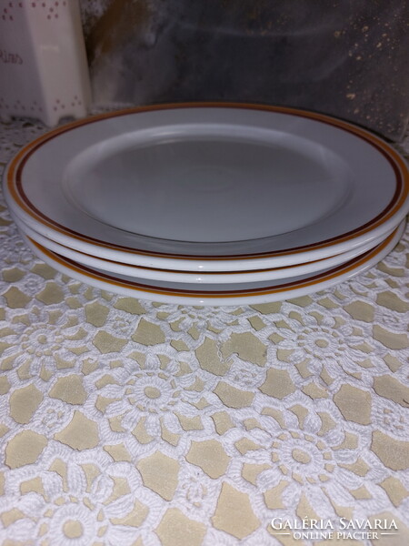 Alföldi porcelán sárga barna csíkos nagy asztalközép, lapos tál, tortás tál, tányér
