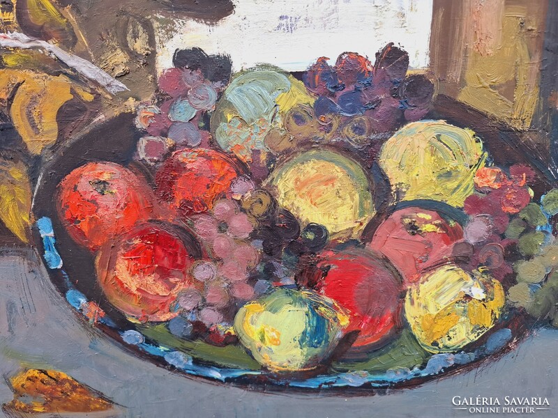Bod László (1920-2001) Csendélet Almákkal,Szőlővel,Képcsarnokos Festmény