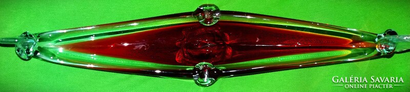 Impozáns RITKA nagy MÉRETŰ velencei GONDOLA HAJÓ MURÁNÓI üveg asztali dísztárgy 37cm a képek szerint