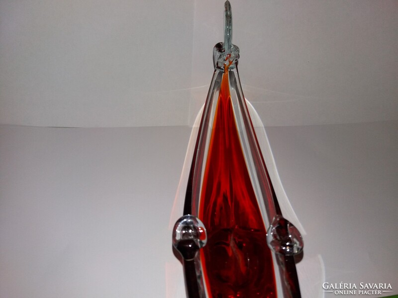 Impozáns RITKA nagy MÉRETŰ velencei GONDOLA HAJÓ MURÁNÓI üveg asztali dísztárgy 37cm a képek szerint