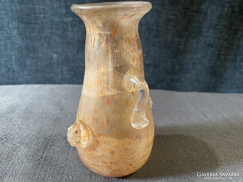 MURANO SCAVO SEGUSO HIBÁTLANT ÁLLAPOTBAN, GYÖNYÖRŰ IRIZÁLÓ SZÍNBEN!!!!   13X6 cm!!