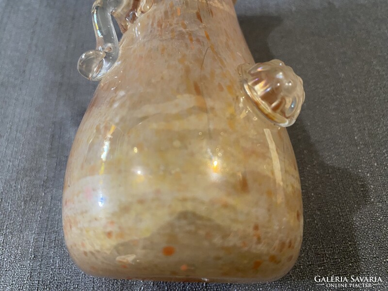 MURANO SCAVO SEGUSO HIBÁTLANT ÁLLAPOTBAN, GYÖNYÖRŰ IRIZÁLÓ SZÍNBEN!!!!   13X6 cm!!