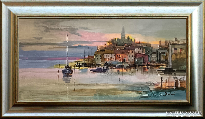 Budai László: Adriai alkonyat - keretezve: 40x70 cm - alkotás mérete: 30x60cm - 25/261F
