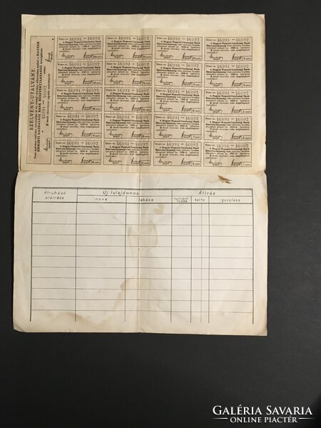 Magyar Nemzeti Gazdasági Bank R.T. Részvény 1000 Koronáról 1920.