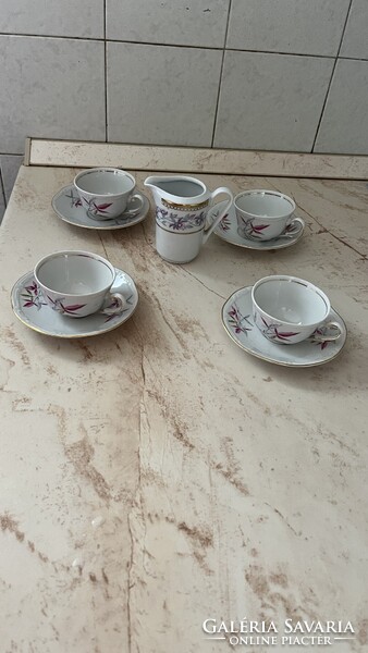 Német porcelán kávéskészlet 4 db + kiöntő