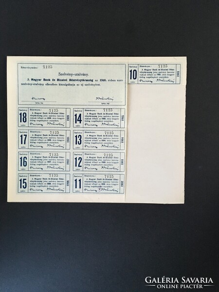 Magyar Bank és Bizalmi Részvénytársaság Részvény 10 Pengő 1926.