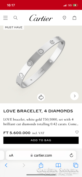 Eredeti Cartier love bracelet gyémántokkal