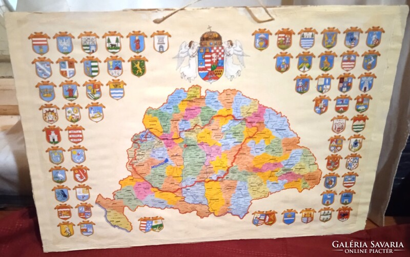 Old Hungary pre 1919 and new Hungary poster on wooden board 31x 47 cm