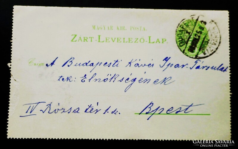 Budapesti Kávés Ipar-Társulat szakértői felkérése (válaszlevél, 1892)