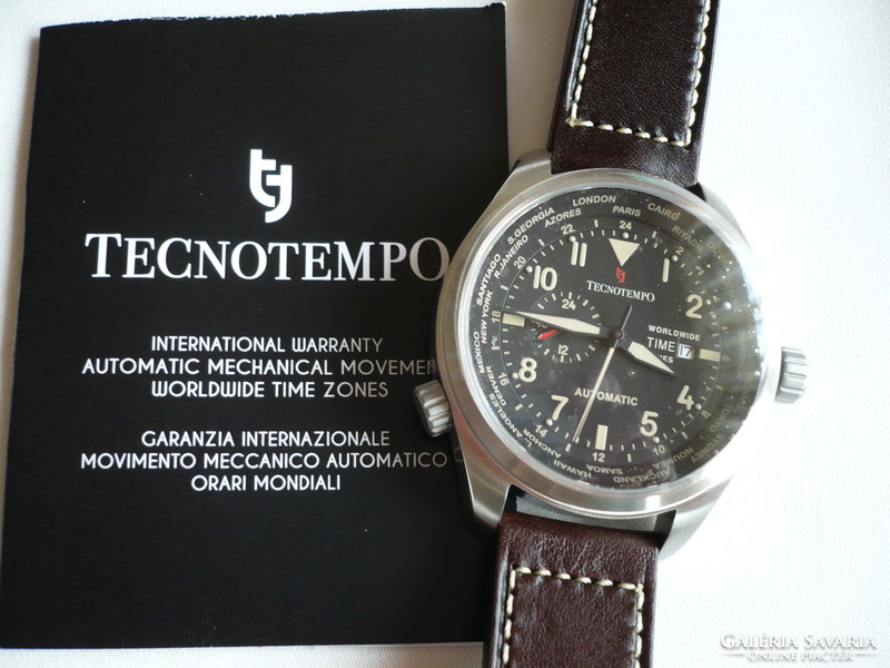 Tecnotempo World Time Zone-30 ATM WR-063/100 soha nem használt automata karóra