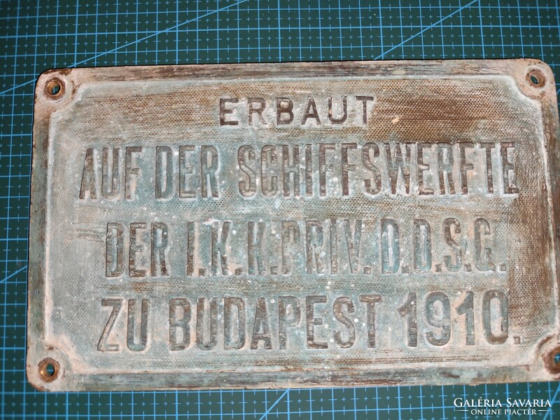 Császári és Királyi Dunagõzhajózási Társaság DDSG bronz tábla  1910