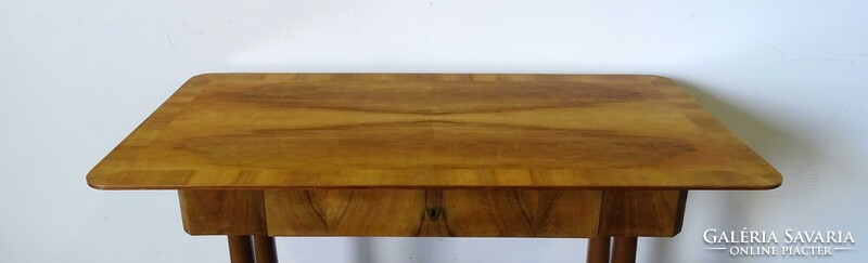 1U252 Antik Biedermeier cseresznyefa furnéros fiókos íróasztal 65 x 125 cm