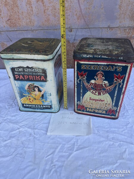 Szegedi plèh paprika reklàm doboz antik fêm konyhai paprikàs dekor
