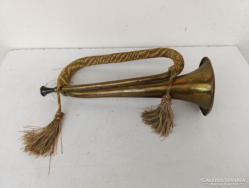 Antik trombita sárgaréz réz rézfúvós hangszer katona militari 620 1631