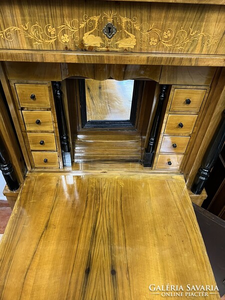 Intarziás biedermeier íróasztal szekreter írószekrény