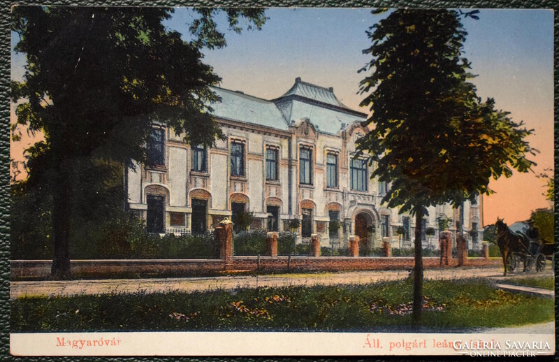Magyaróvár -  Áll . polgári leány-iskola -  antik képeslap  1915