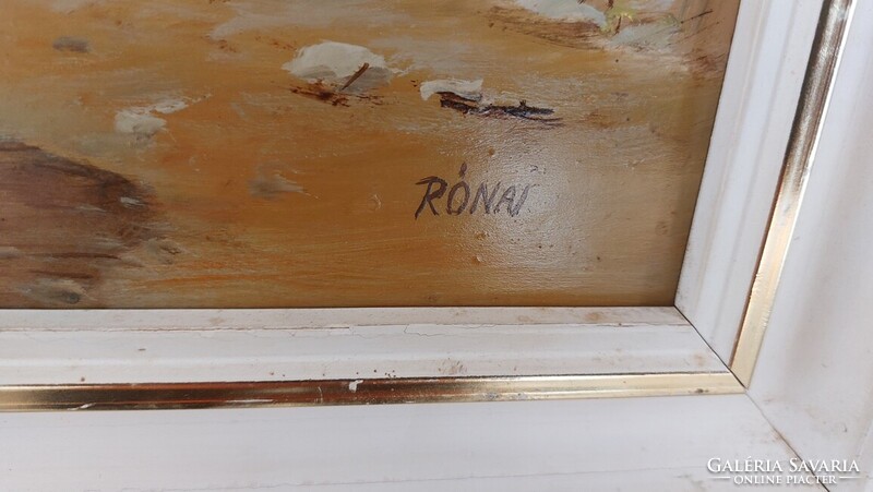 (K) Rónai Antal Alkony c. tájkép festménye  80x50 cm kerettel