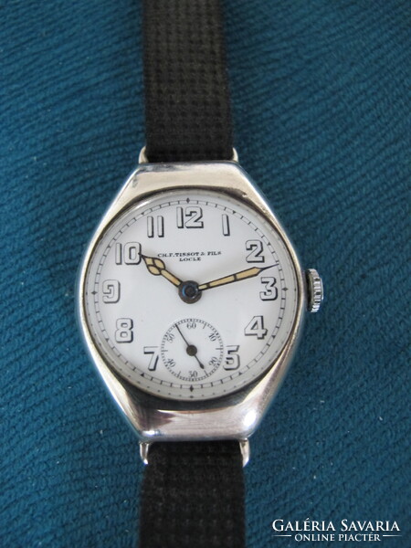 EZÜST TISSOT KISMÁSODPERCES KARÓRA CAL 13, 1925-BŐL HIBÁTLAN PORCELÁN SZÁMLAPPAL