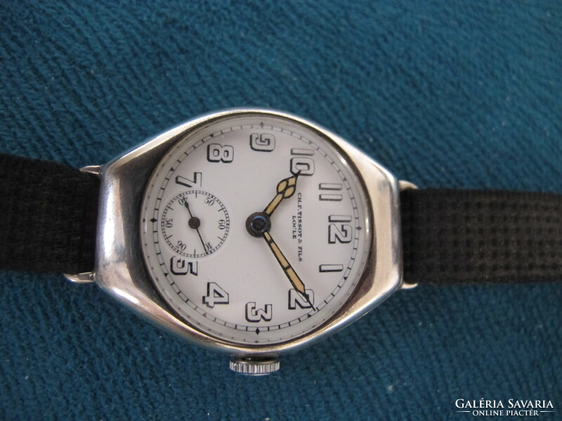 EZÜST TISSOT KISMÁSODPERCES KARÓRA CAL 13, 1925-BŐL HIBÁTLAN PORCELÁN SZÁMLAPPAL